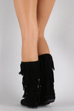 Bamboo Tiers of Fringe Moccasin Flat Boot