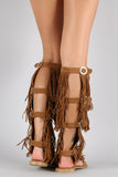 Fringe Covered Shaft Gladiator Sandal