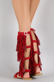 Fringe Covered Shaft Gladiator Sandal