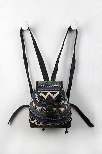 Tribal Canvas Mini Flap Backpack