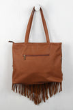 Vegan Leather Chevron Layered Fringe Bag