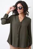 Lace Up Front Peasant Top