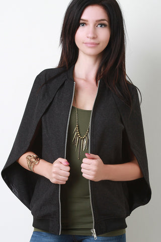 Pocket Zipper Cape Jacket