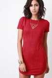 Vegan Suede Short Sleeve Tee Dress