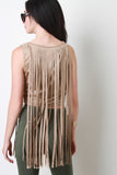 Suedette Long Fringe Crop Top