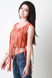 Suedette Long Fringe Crop Top