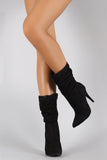 Anne Michelle Suede Slouchy Pointy Toe Mid Calf Boots