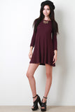 Ribbed Knit Long Sleeve Shift Dress