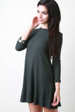 Ribbed Knit Long Sleeve Shift Dress