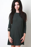 Ribbed Knit Long Sleeve Shift Dress