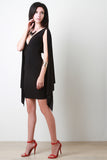 Plunging Neckline Cape Sleeve Bodycon Dress