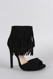 Delicious Fringe Tiers Ankle Cuff Peep Toe Heel