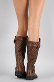 Lug Sole Quilted Buckled Riding Boots