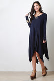 Round Neck Long Sleeves Handkerchief Maxi Dress