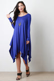 Round Neck Long Sleeves Handkerchief Maxi Dress