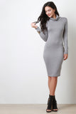 Jersey Knit Turtleneck Midi Dress