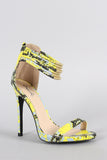 Qupid Snake Strappy Ankle Cuff Open Toe Stiletto Heel