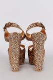 Bamboo Glitter Metallic Peep Toe Platform Chunky Heel