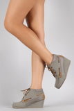 Bamboo Nubuck Boat Wedge Booties