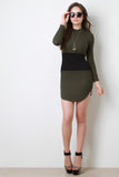 Contrast Panel Crew Neck Mini Dress