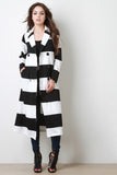 Wide Stripe Double Button Longline Jacket