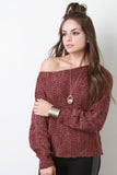 Off The Shoulder Melange Knit Sweater