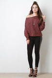 Off The Shoulder Melange Knit Sweater