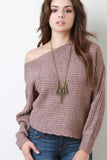 Off The Shoulder Melange Knit Sweater