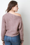 Off The Shoulder Melange Knit Sweater