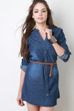 Belted Denim Button-Up Dress