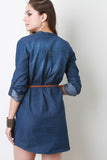 Belted Denim Button-Up Dress