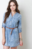 Belted Denim Button-Up Dress