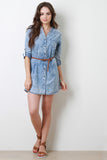 Belted Denim Button-Up Dress