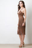 Faux Suede Fringe Skirt Mini Dress