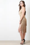 Faux Suede Fringe Skirt Mini Dress