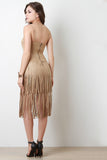 Faux Suede Fringe Skirt Mini Dress