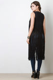 Suede Fringe Maxi Vest