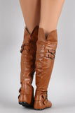 Buckle Strap Round Toe Riding Over-The-Knee Boots