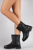 Quilted Round Toe Ankle Boots