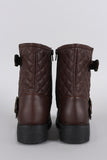 Quilted Round Toe Ankle Boots