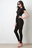 Lace Up Bodice Keyhole Jumpsuit