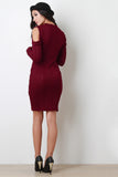 Cold Shoulders Long Sleeves Sweater Dress