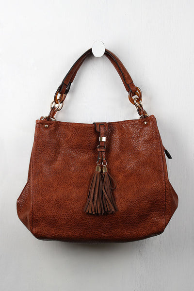 Pebbled Tassel Carryall Bag