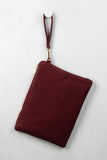 Two-Sided Suede And Vegan Leather Clutch