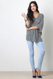 Marled Knit Chevron Loose Fit Dolman Sleeves Top