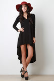 Jersey Knit Long Sleeves Raw High Low Dress