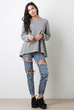 Contrast Back Corset Lace Up Long Sleeves Sweatshirt Top