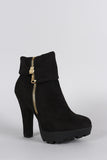 Wild Diva Lounge Fold Over Cuff Lug Platform Booties