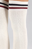 Double Stripe Textured Thigh High Socks