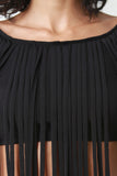 Fringe Short Sleeves Crop Top